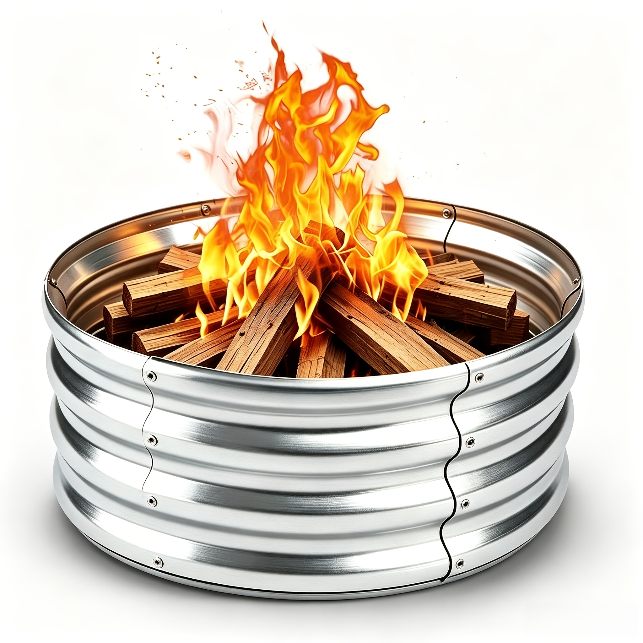 TEMU 1-pack/2-pack 2x2x1 Ft Round Galvanized Outdoor Fire Pit Ring (wood-burning). Designed For Small Backyard Campfires, This Fire Pit/ring Of