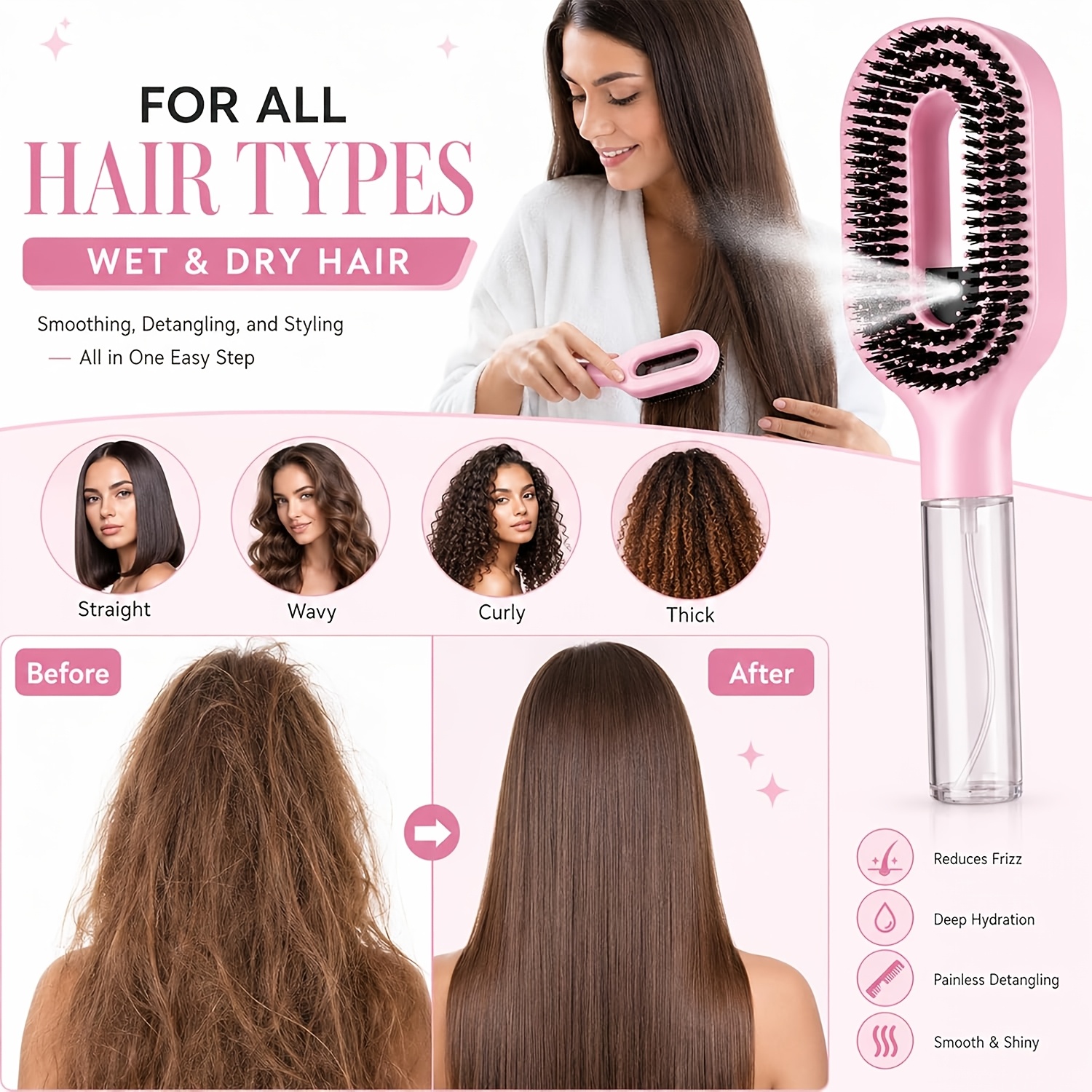 2 in 1 hairbrush mister spray bottle innovative - Temu South Africa