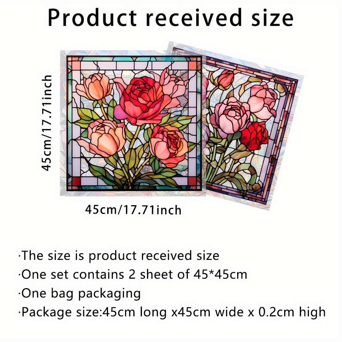 E-shop Ein Set aus 2 (45*45Cm*2Stk) neuen, mehrfarbigen Rosenblumen-Fliesen, elektrostatischen Aufklebern, doppelseitigen, sichtbaren