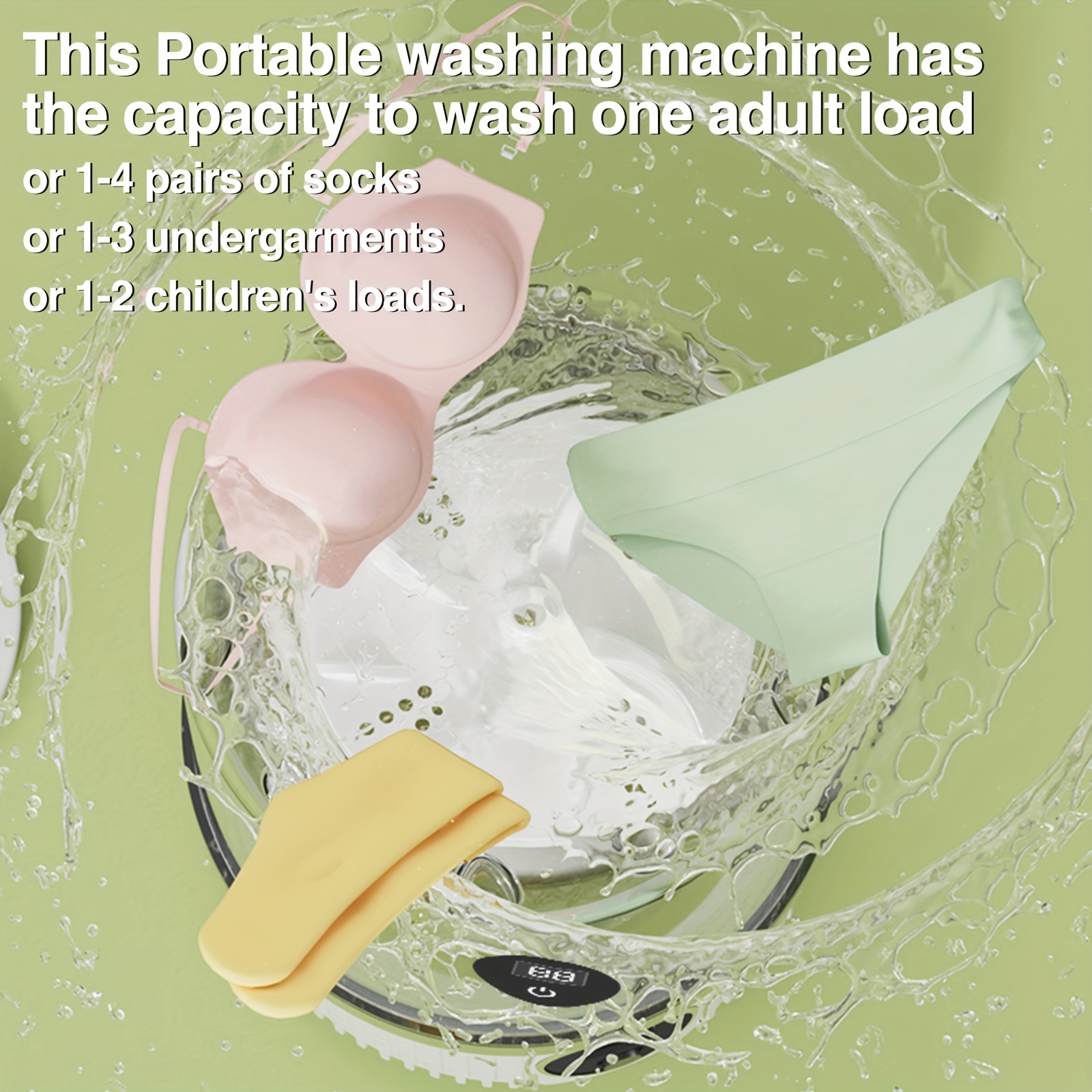 Washing Machine, Portable Washing Machine, Small Washing Machine, Mini Clothes Washer, Underwear Washing Machine, Panty Washer, Quick-cycle Washing Machine, Portable, Suitable for Travel and Business Trips, Keeps On-the-go Clothes Clean