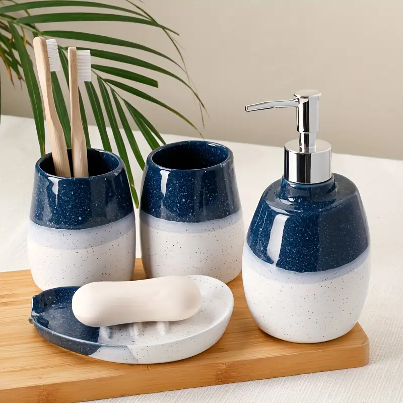 4 teiliges elegantes keramik badezimmerzubehör set enthält