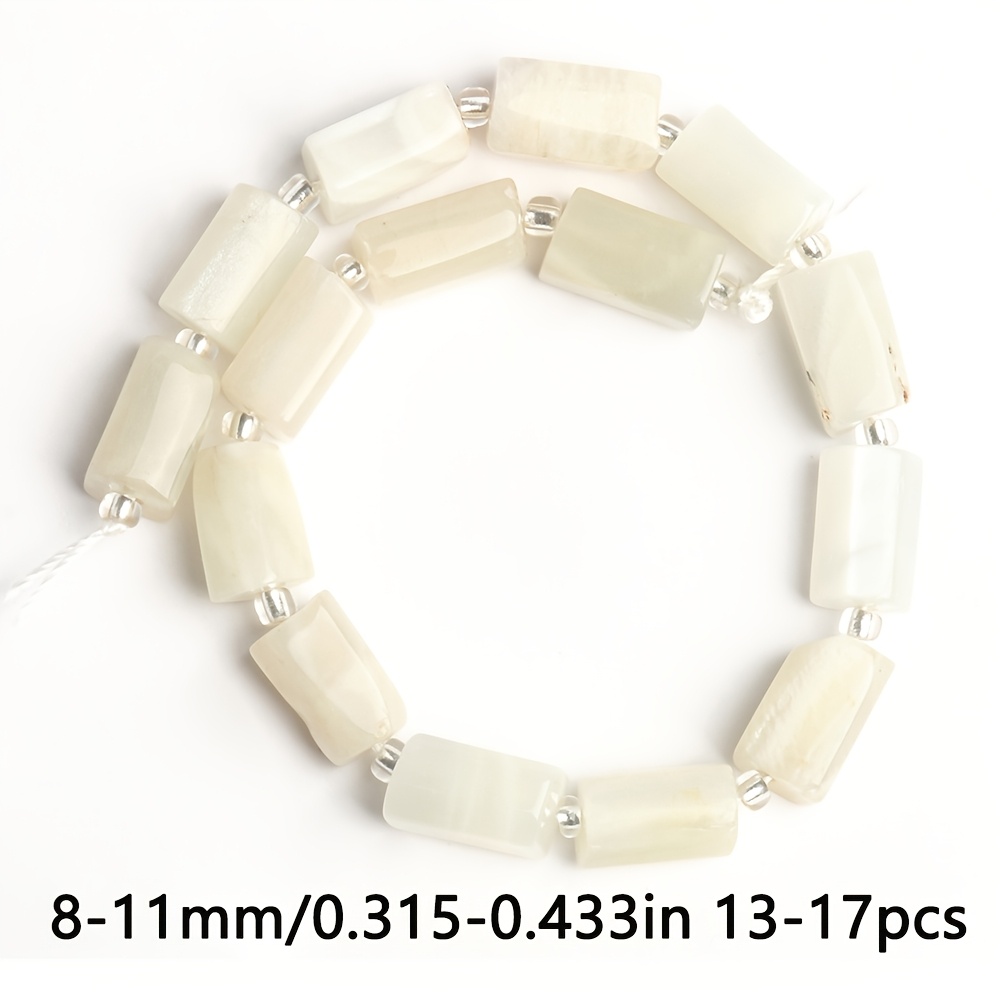 E-shop 8X11Mm Naturstein Weiße Mondstein Zylindrische Perlen Stilvolle Lose Spacer Perlen für Schmuckherstellung Einzigartige Armbänder und Halsketten