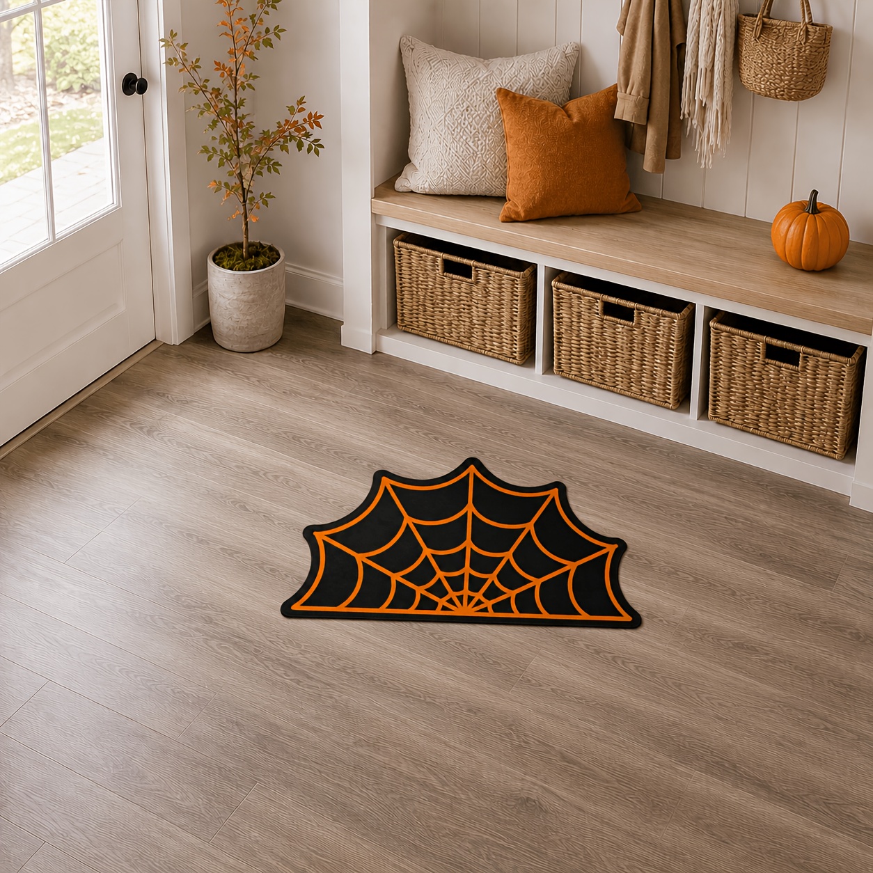TEMU 1 tapis de porte de irrégulière, décoration vintage Halloween, toile d'araignée, tapis de , tapis de sol tendance créatif et mode