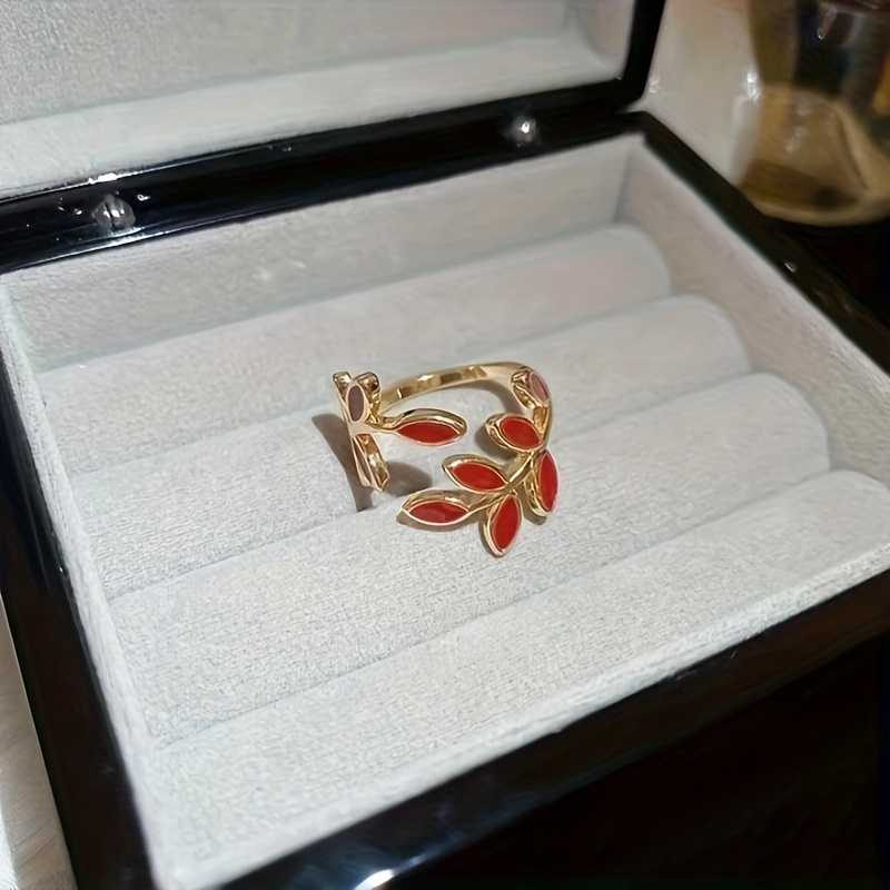 Copper Open Ring Tree Leaf Design for Women
