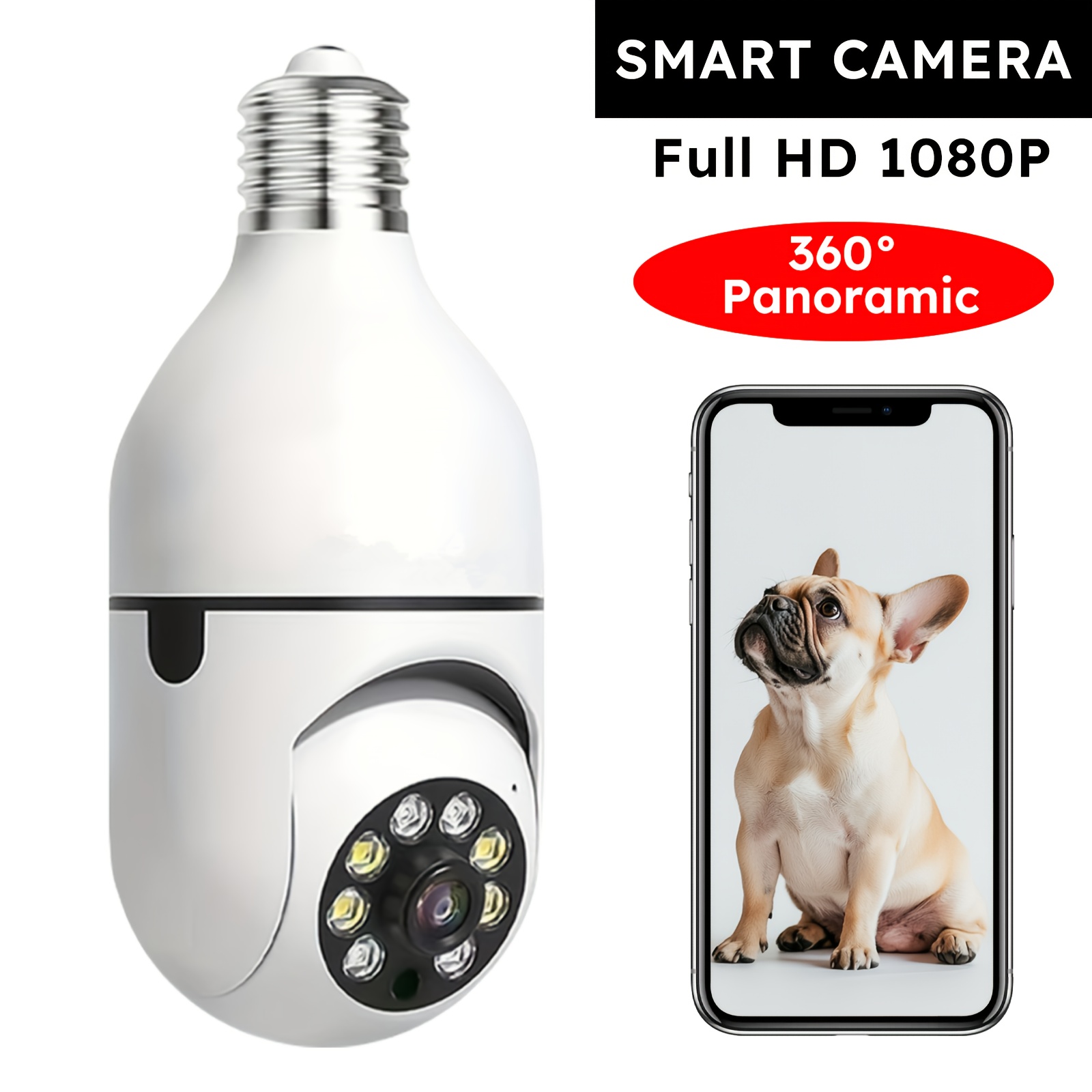 Black Friday 1pc Ampoule Caméras de Sécurité 2.4GHz Caméra WiFi Filaire Intérieure, 360 Degrés, Caméras de Sécurité à Visser dans une Douille E27 Pour la Sécurité Domestique Caméras Ampoule de Sécurité, HD 1080P, Vision Nocturne Couleur, Détection de Mouvement