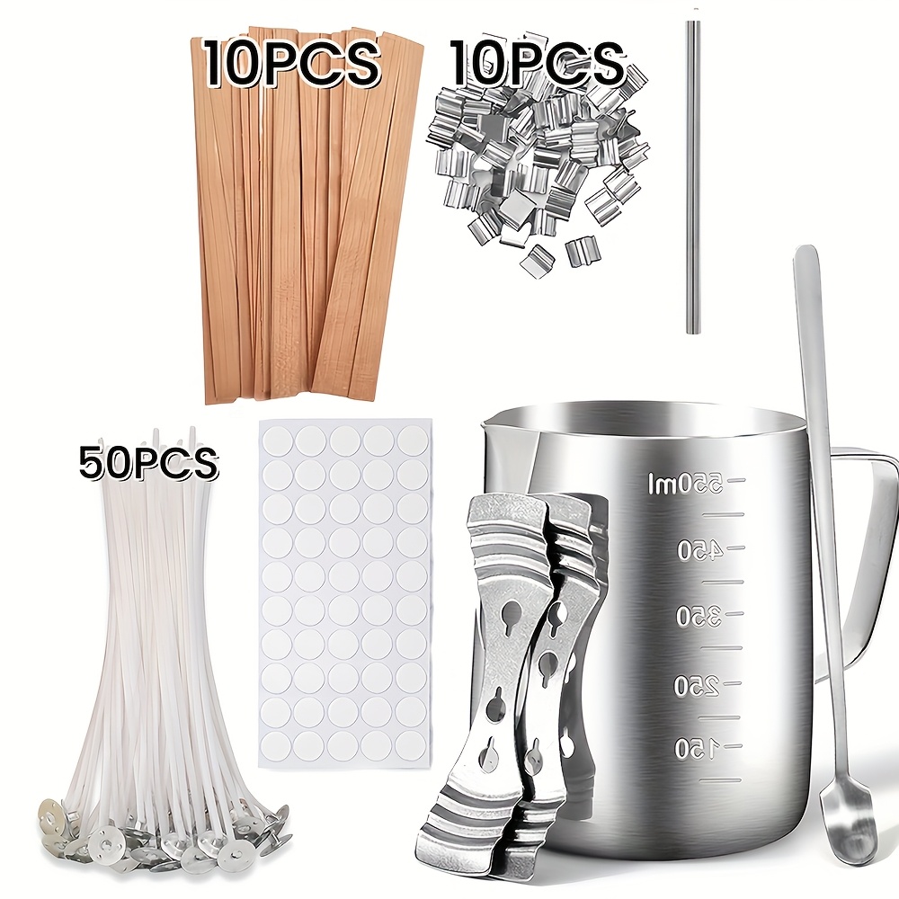 Image of Blingfun Candle Making Set, With Wax , Stirring Spoon, Wicks And Candle Wicks, Wick Stickers & Holder For Scented Candles And Wax Crafts