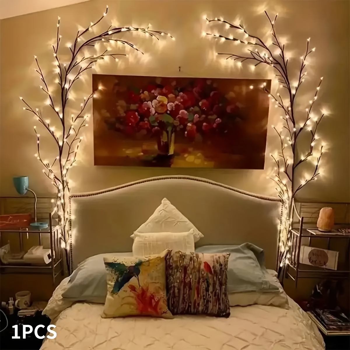 

1pc 144 Led Branch Cane Light Is Suitable For Outdoor Decoration Of Living Room Bedroom New Year's Day Valentine's Day Easter Thanksgiving And Other Holiday Party Decoration
