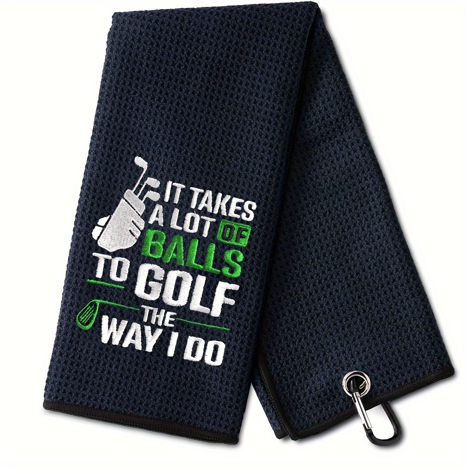 

1pc Camping Towel - It Takes A Lot Of Ball Funny Golf Towel - Embroidered Golf Towels For Golf Bags With Clip, Men's Golf Accessories, Fathers Day, Birthday, Retirement Gifts For Golf Fan And Dad