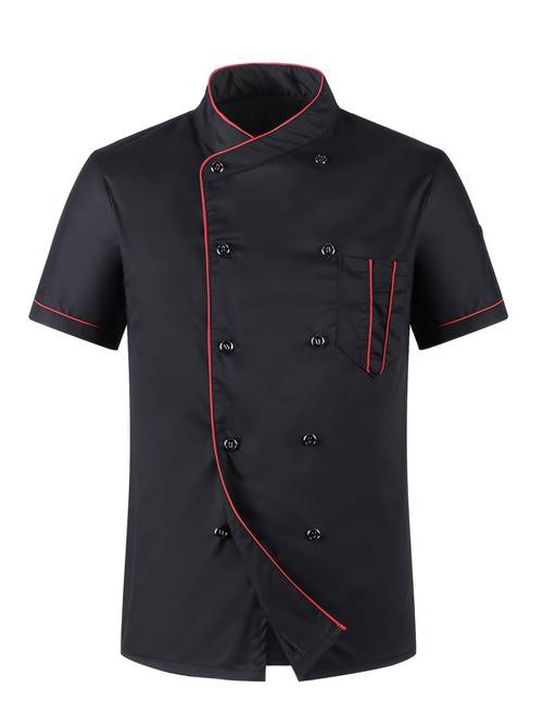 küchennachtwäsche für herren, arbeitshemd mit kurzen ärmeln für hotelrestaurant, bäckerei-outfit mit doppelreihenjacke für erwachsene im restaurant