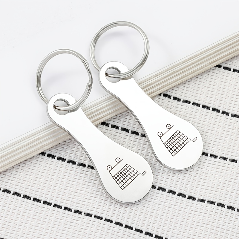 TEMU Lot de 2 porte-clés chariot de courses en acier inoxydable, , tendance et simple, convient pour un usage pour hommes et femmes
