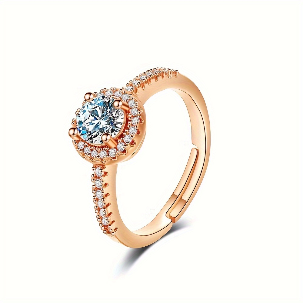 Round CZ Adjustable Open Ring for Everyday and Parties