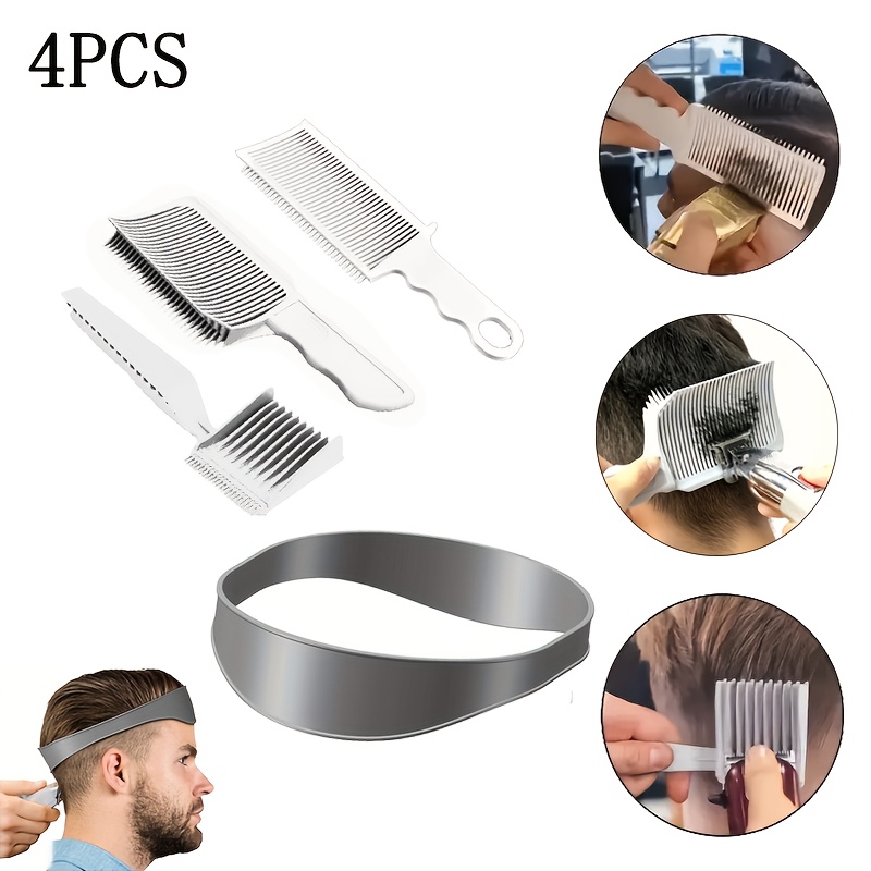 

4pcs-men's Haircut Comb Tool Set, Oil Head Gradient Auxiliary Comb Hair Cutting Trimming Clipper Comb Positioning Styling Professional Comb, Heat-resistant Gradient Comb Salon Styling Tool