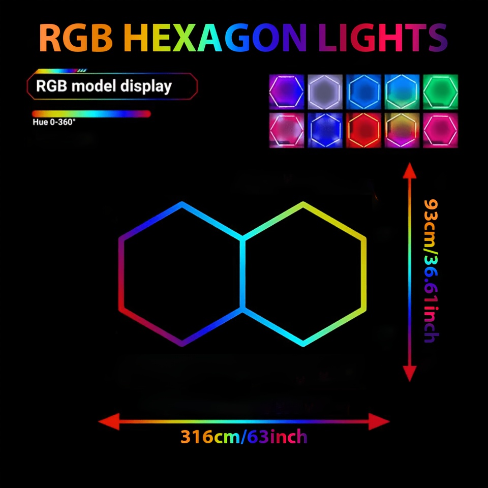 Rgb Garage Lamp Hexagon Light Led 11-hex Rgb Malleable Workshop Ceiling Light Led Lights Dimmable Hexagonal Garage Light For Garage Basement Gym
