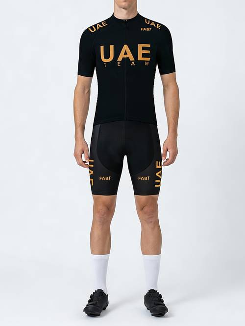 uae mens summer cycling jersey cycling team short sleeve cycling suit cycling top and bib shorts breathable fast drying high density spongy pad