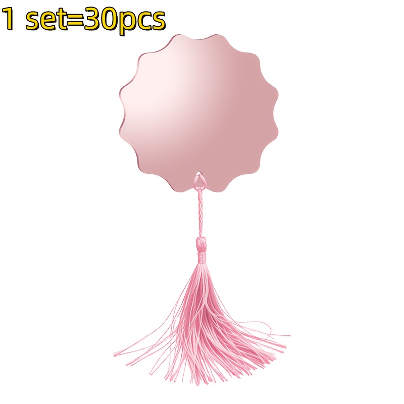 TEMU 30pcs Wavy Edge Blank Rose Golden Acrylic Cards Name Tags With Pink Tassels, Diy Table Cards For Wedding Banquet Reception Party Table Decor