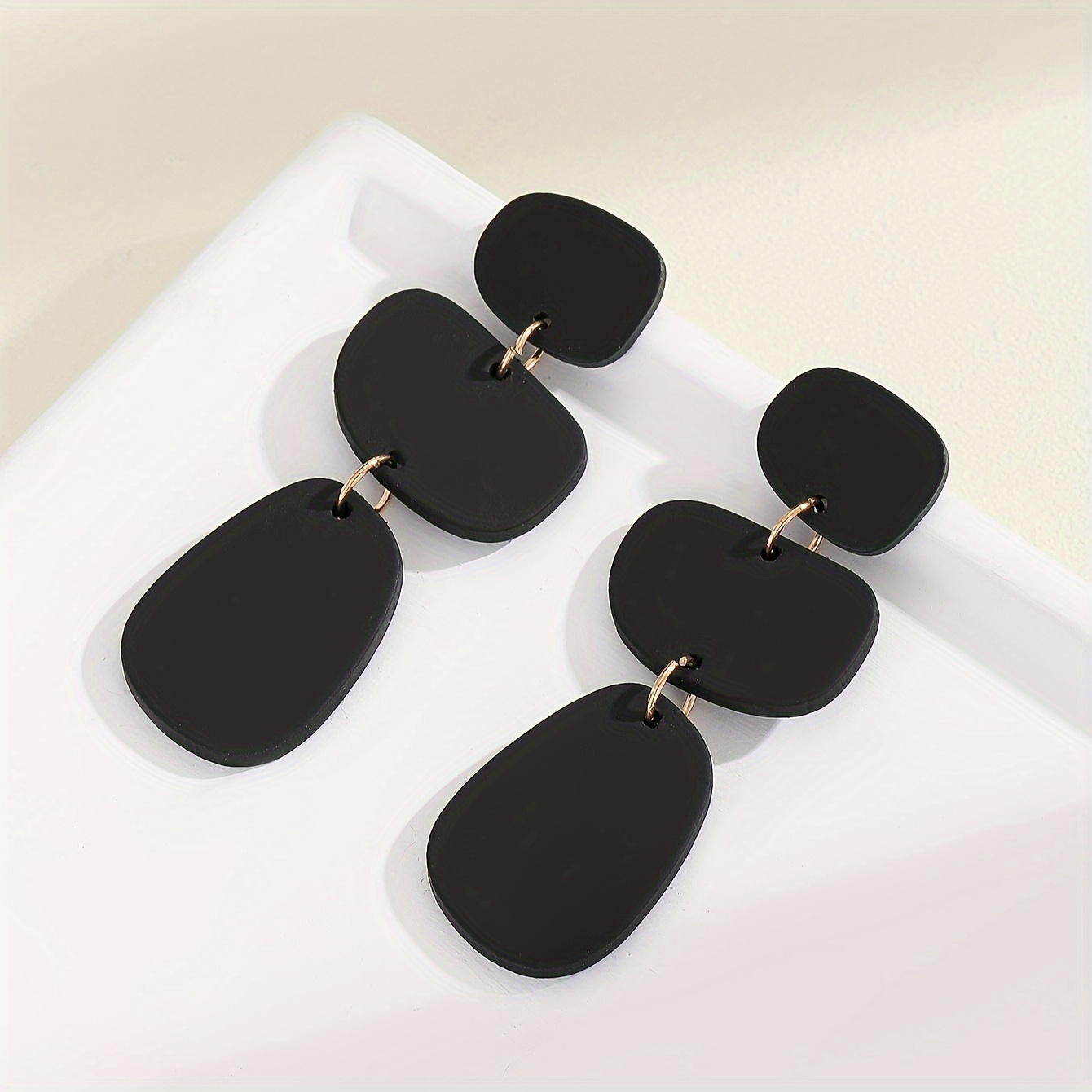Minimalist Style Dangle Earrings Black Acrylic Pendant Match Daily Outfits Party Accessories Casual Dating Decor Fashionable Stuff