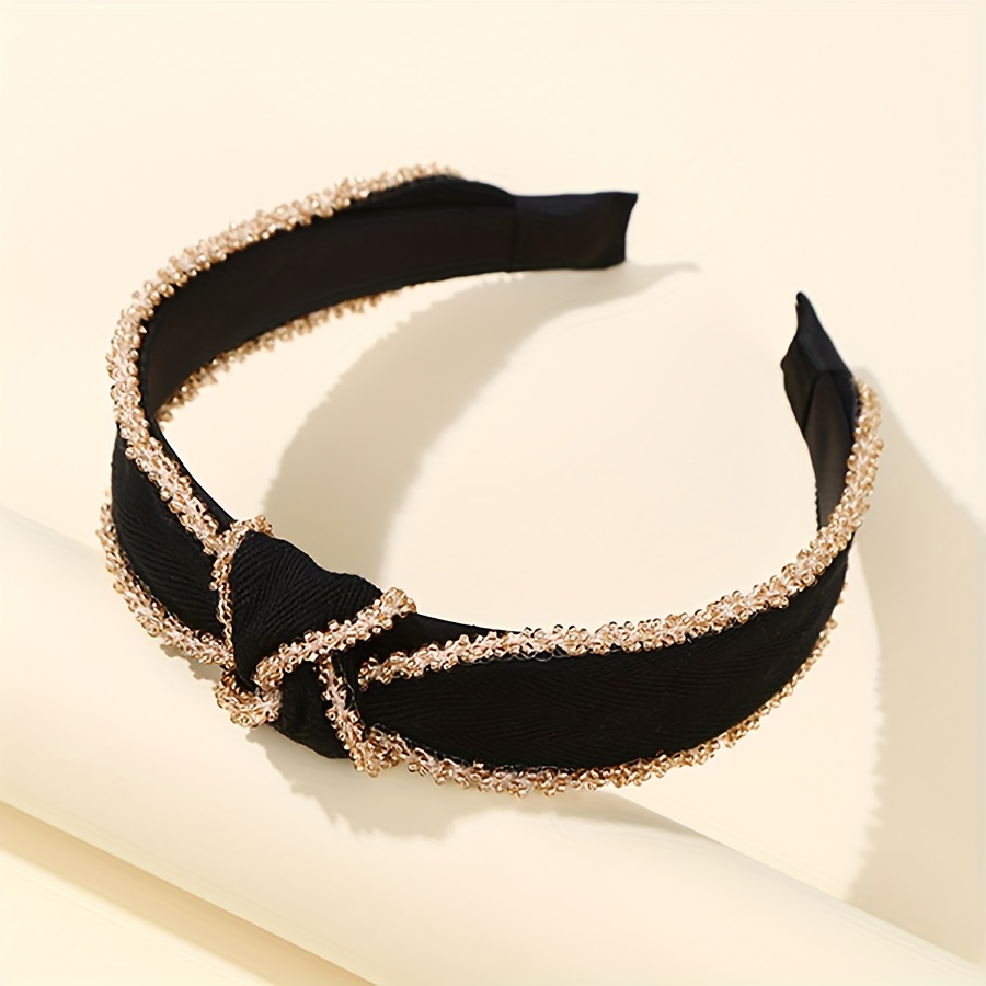 Image of 1pc Glass Rice Bead Bow Headband Nightclub Party Cosplay Costume Hairstyle Headband Face Wash Non-slip Headband