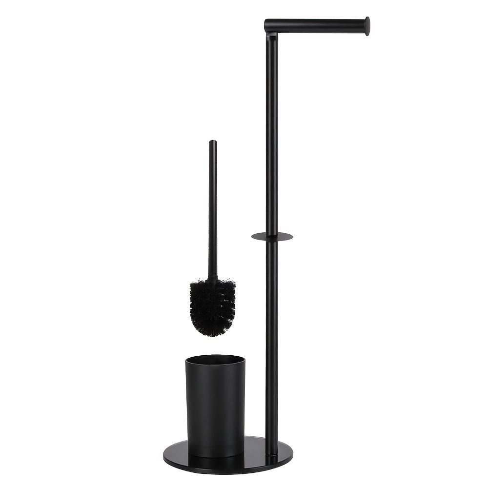 TEMU 1 Toilet Paper Holder Holder, Freestanding Bathroom Toilet Paper Roll Holder With Toilet Brush And Toilet Paper Holder Set, Base