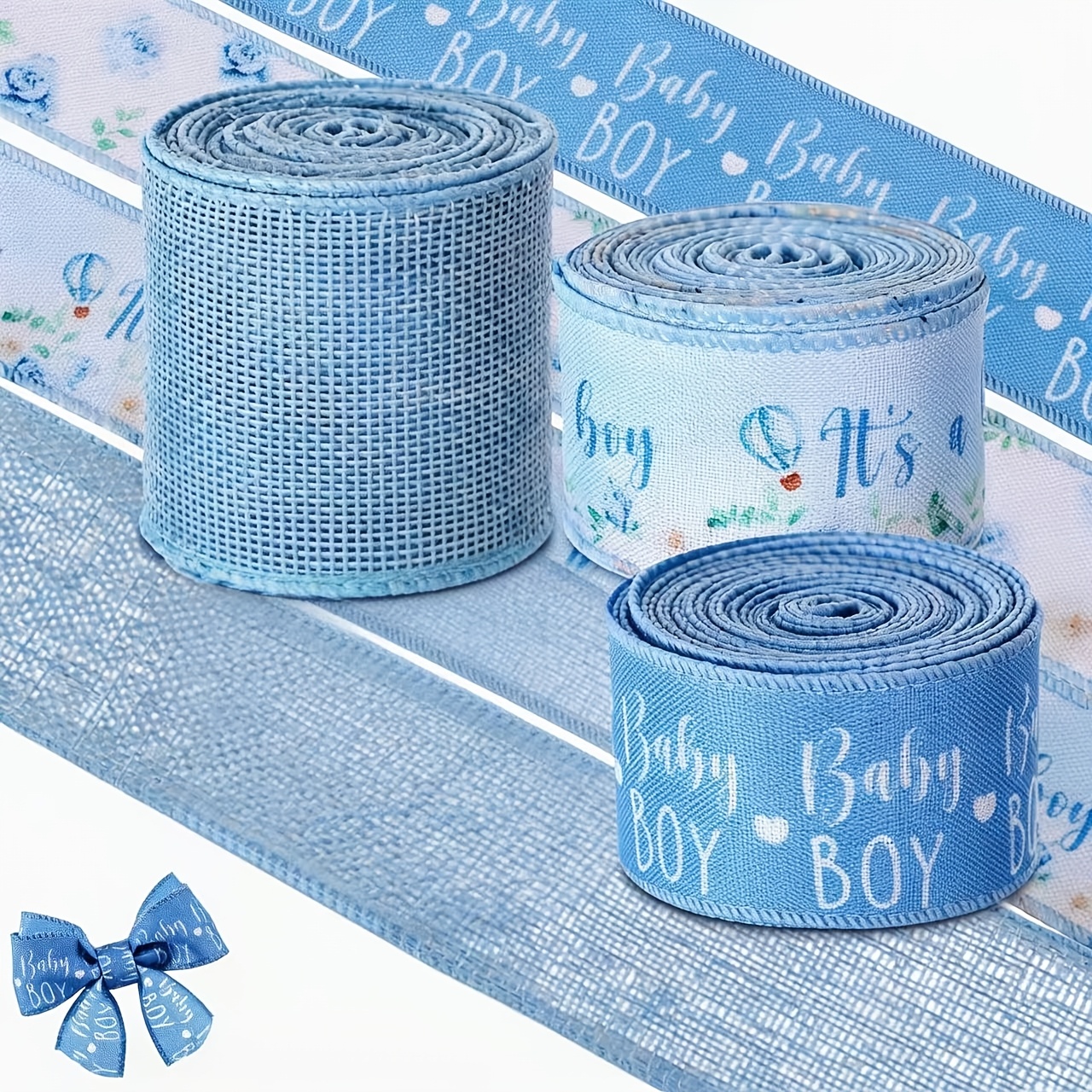 TEMU 3 rollen blauw/roze 'Het is een jongen/meisje' thema lint 2,5 inch met draad voor babyshower, voor luiertaart, kransen, strikken,