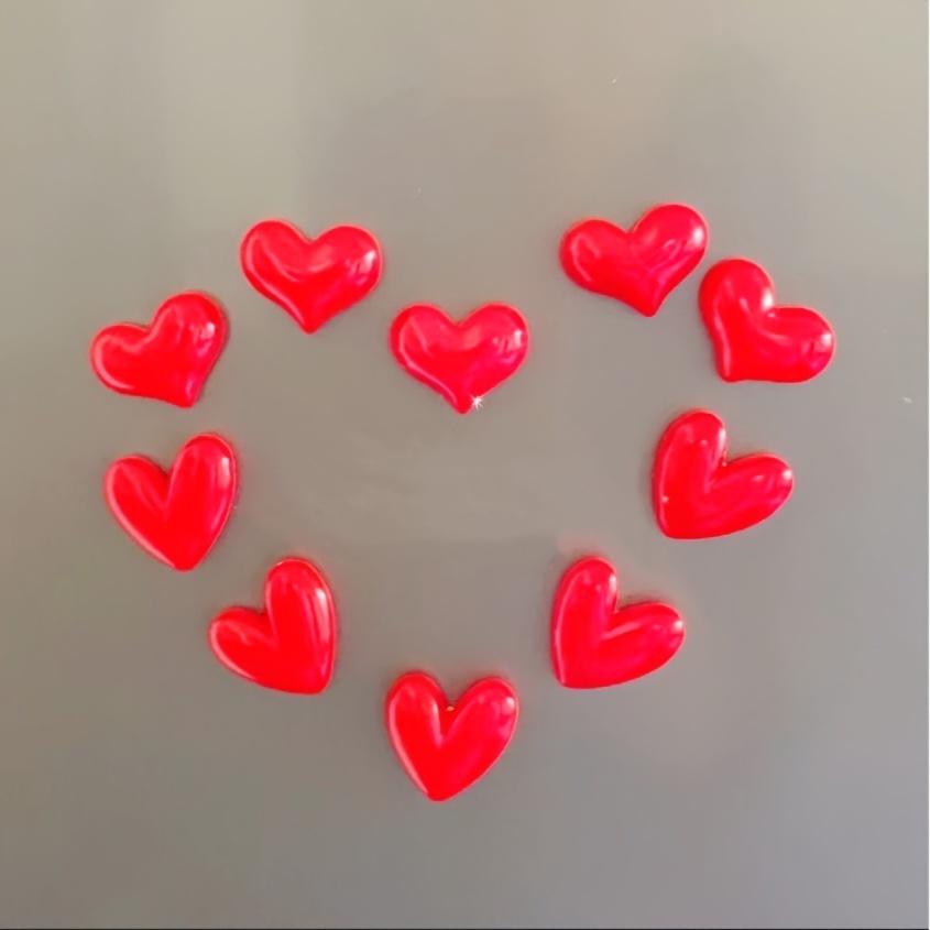 

10pcs Diy Love Heart Cartoon Resin Pendants For Earrings Hair Accessories, Stationery Phone Case Keychain Cups Hole Shoes Refrigerator Decorative Resin Patches