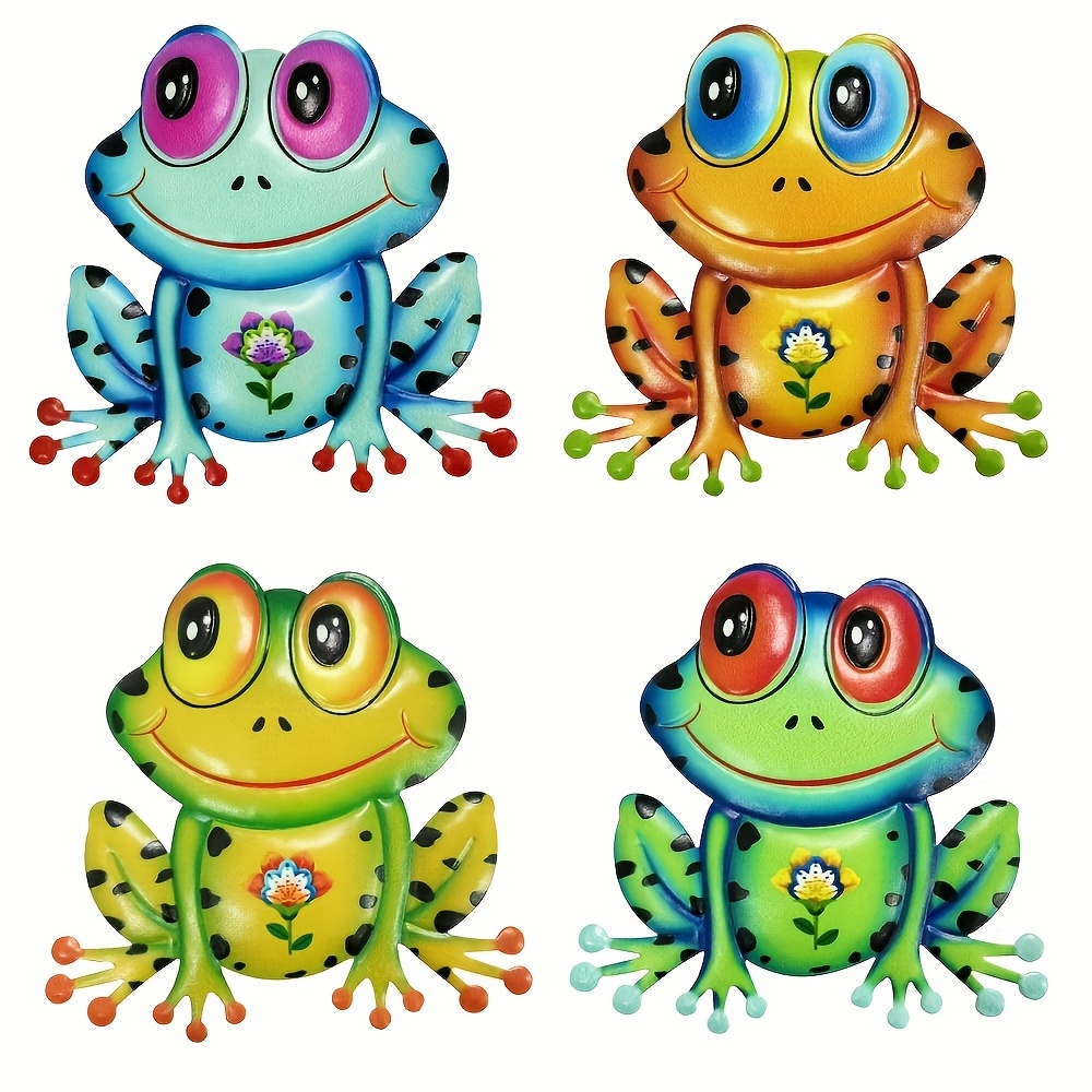 TEMU 4pcs Frog Metal Wall Art Garden For Outside Lawn Ornaments Patio Decor Outdoor Home Decor For Bathroom, Kitchen, Bathroom Decor