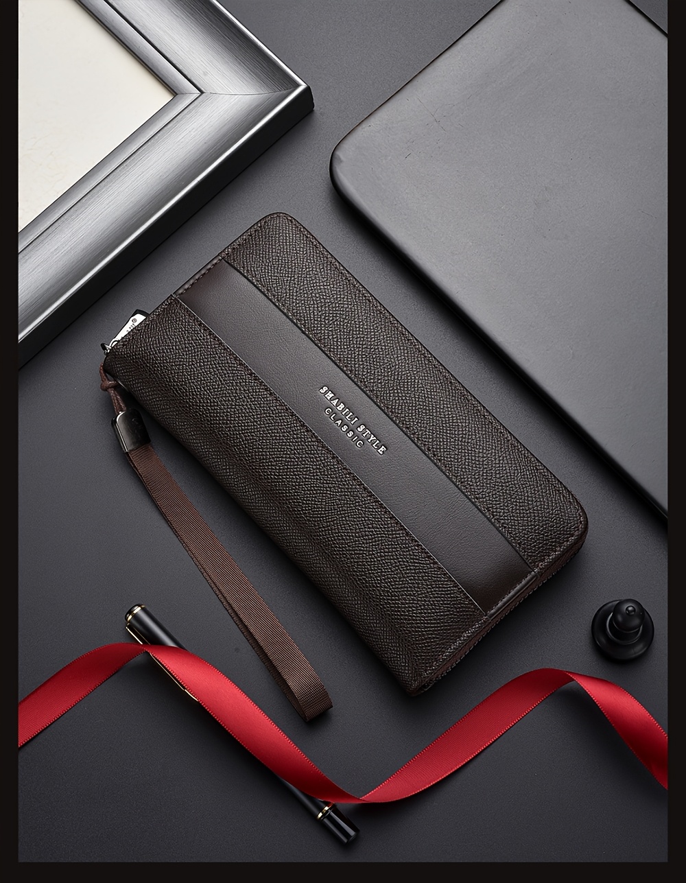 Cartera larga para hombre con gran capacidad, múltiples ranuras para tarjetas, monedero, tarjetero y clutch para .