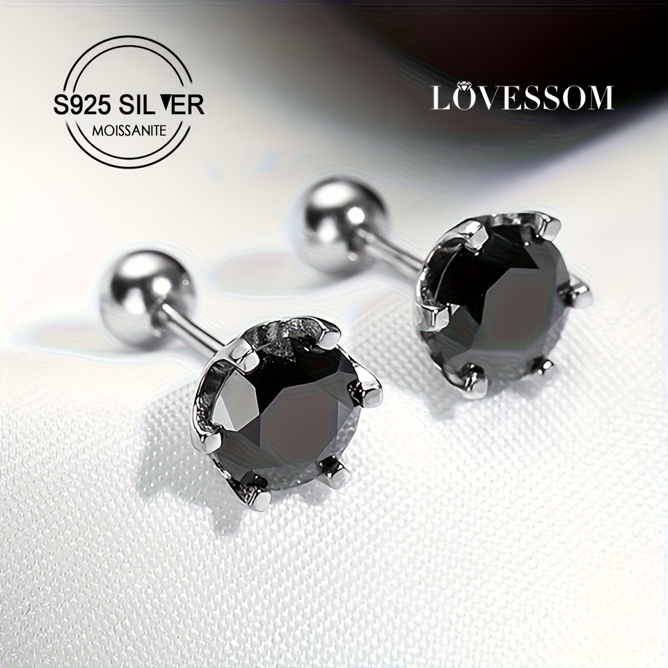 925 sterling silvery 0 5 carat 2 1 carat 2 2 carat black moissanite   earrings fashionable   high   sweet romantic minimalist casual creative unique light luxury mature style classic model gift for boyfriend girlfriend mom grandma best friend birthday anniversary valentines day new year mothers day daily wear party banquet vacation with gift box