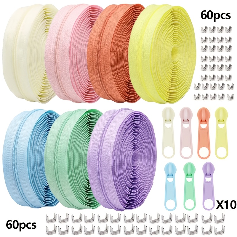 TEMU Lot de 7 fermetures éclair de couture en 7 couleurs, fermeture éclair à bobine en nylon #3, longueur 3 mètres/118.11 pouces, un ensemble de 7