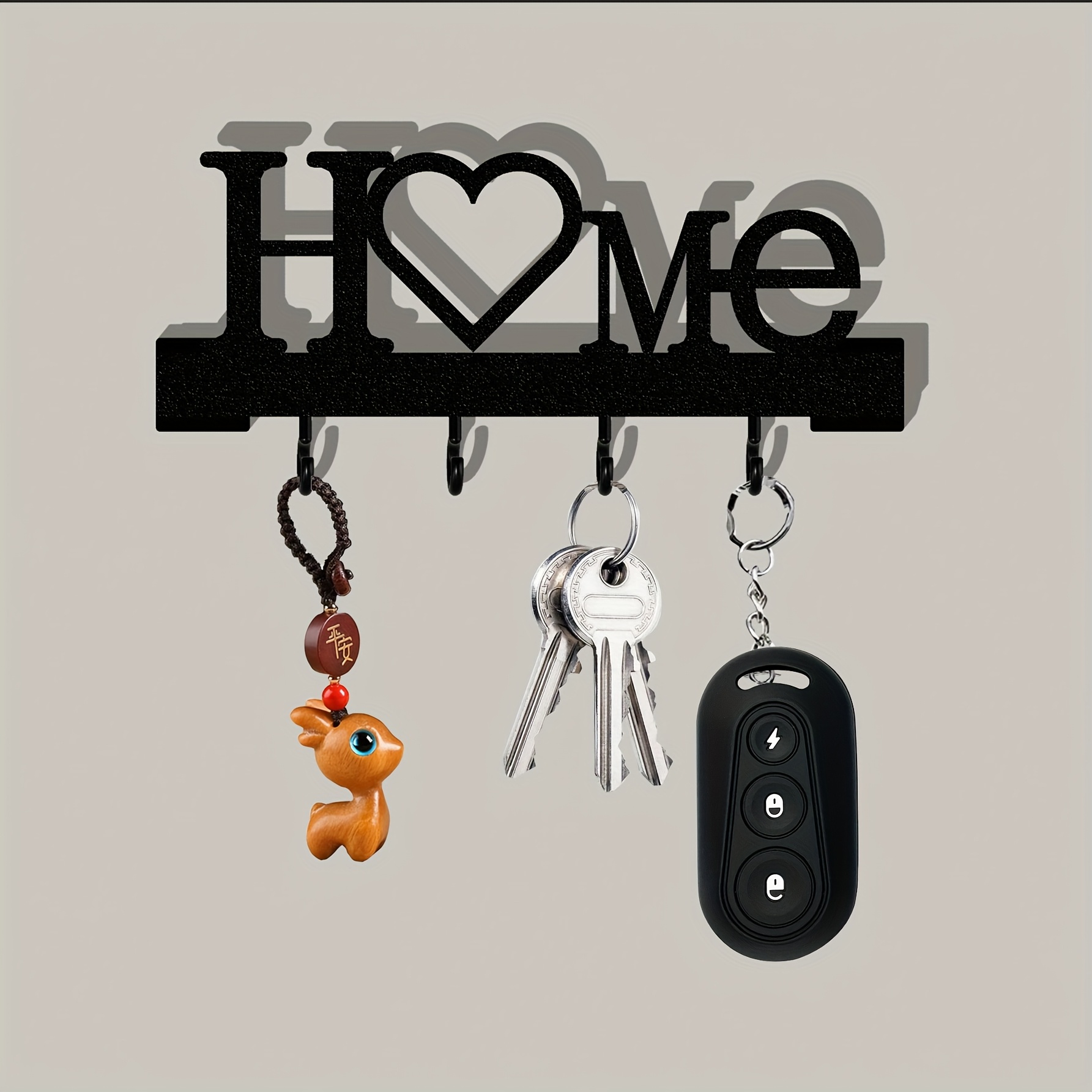 TEMU 1pc Shaped Keychain Wall-mounted Entry Organizer With Hooks, No Drilling Required, Suitable For Living Room Home Decor