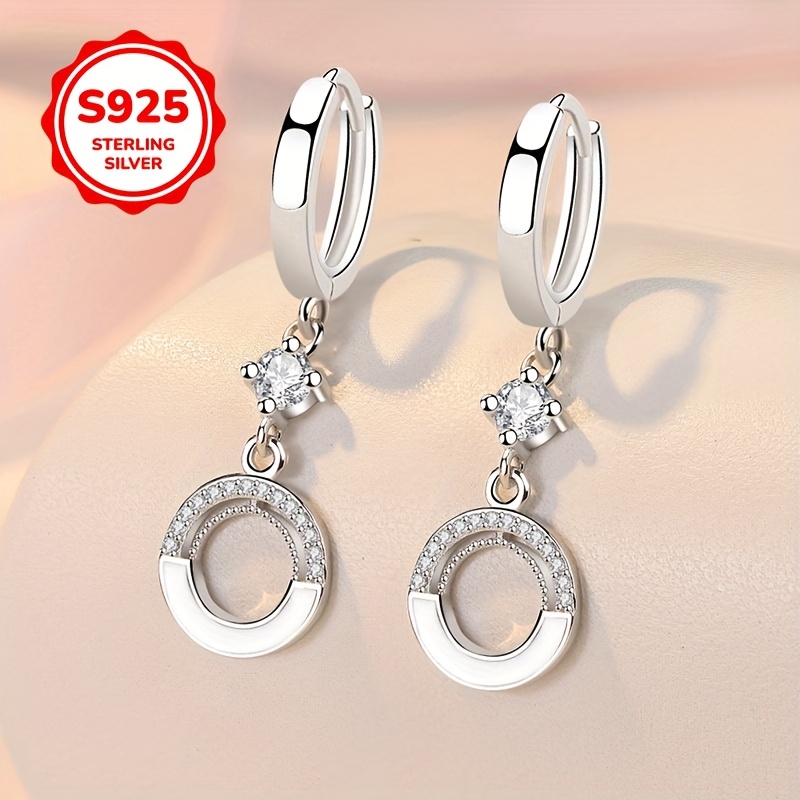 925 Silver Round Ear Buckle and Stud Set - Small Crowd High-end Ear Ornam