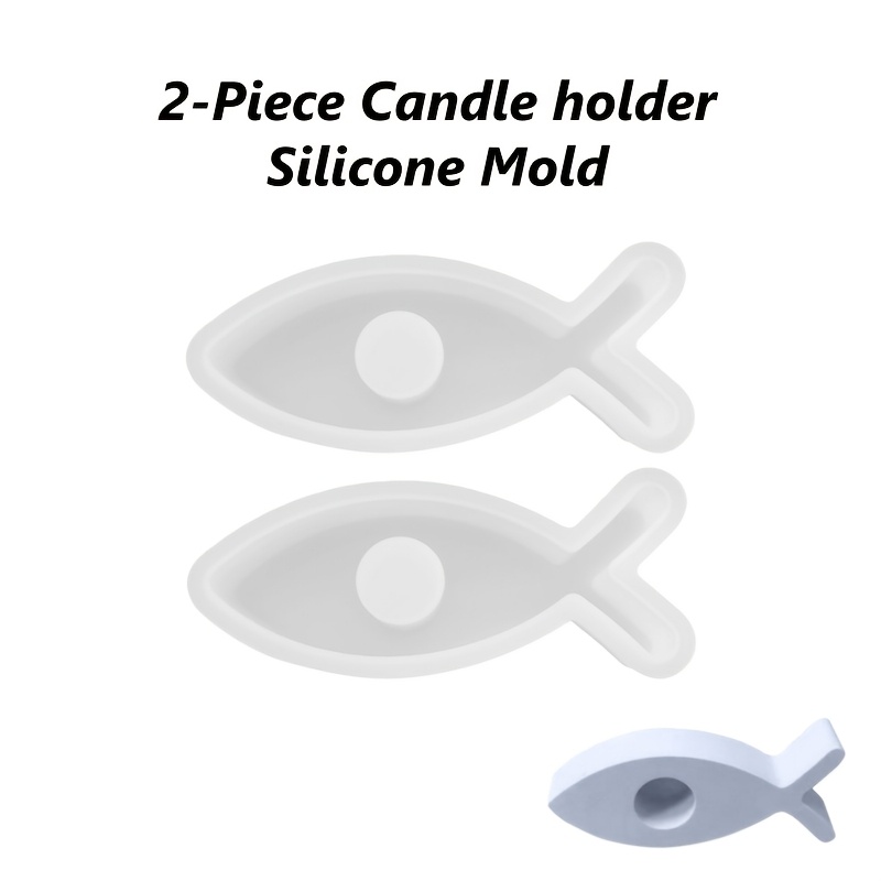 Image of 2 Fish-shaped Candle Holder Silicone Molds, Suitable For Plaster Candle Holders And Decorative Pieces, Ideal For Home Ambiance Decoration, Holiday Gifts, Featuring A , Made Of Silicone, And Reusable
