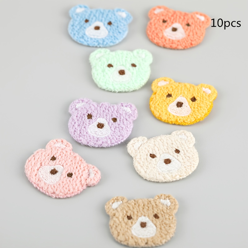 TEMU 10pcs Cute Embroidered Bear Fabric Patches For Clothing, Shoes, Socks, Box Decoration, Hair Clip Accessories, And Home Decor Craft Supplies