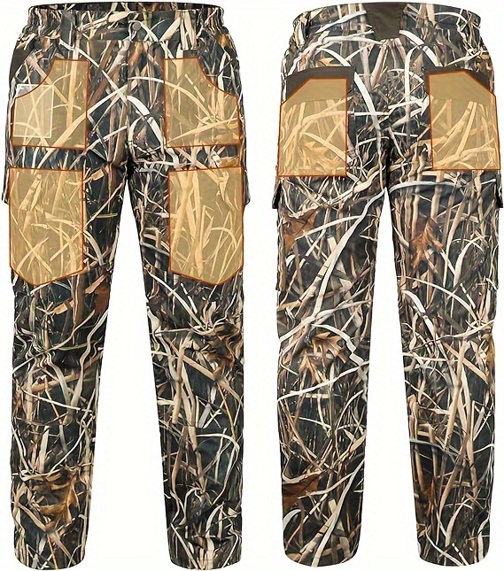LOOGU large size Camo Hunting Pants for Men Water-Resistant Quiet & Matte Turkey Hunting Camo Pants for Men with 6 Pockets