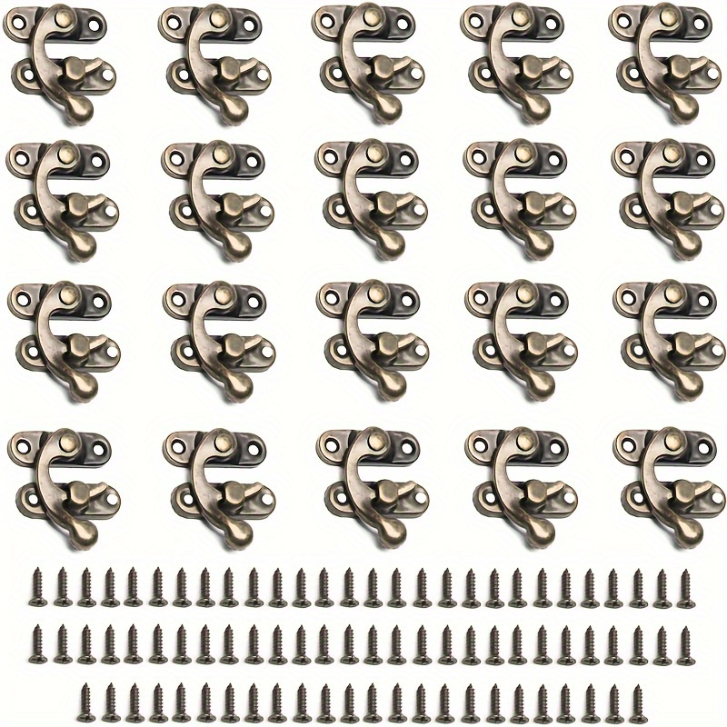 

20-pack Antique Bronze Left Swing Arm Tiny Hook Locks, 1. Inch Hasp Latches, Industrial Hardware Clasps