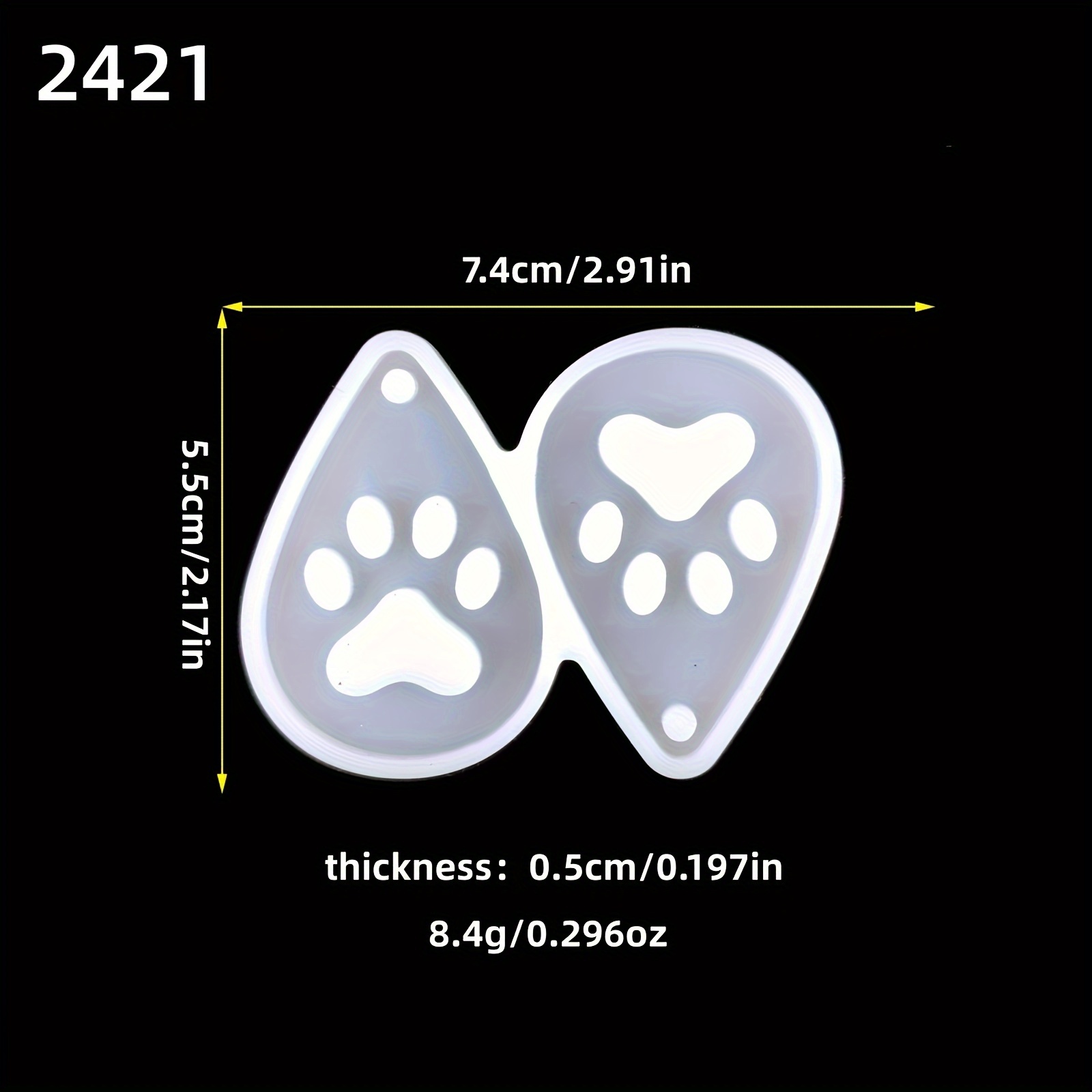 Image of 1pc Sunshine Sky Silicone Dog Paw Print Earring Mold, Oval Shaped Handmade Resin Casting Mould For Jewelry Making
