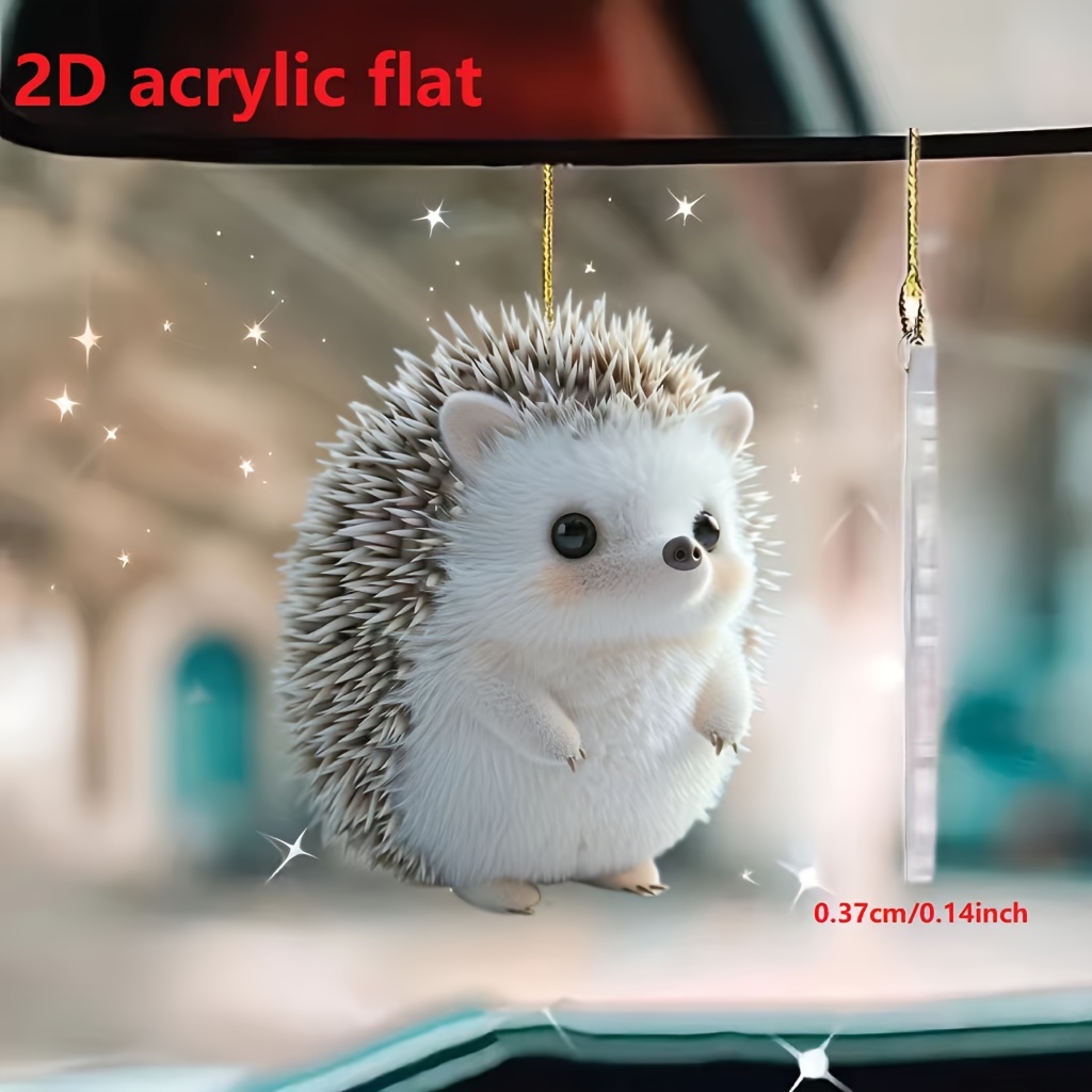 

Adorable Hedgehog Hanging Ornament - 2d Acrylic Flat Design Cute Animal Charm For Car, Home Decor, Keychain, Cellphone Accessory - Perfect For Party Favors Or Gifts