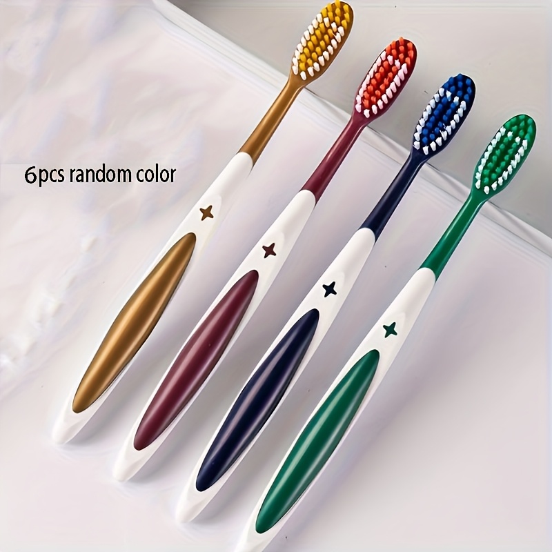 Image of 4 Pieces Or 6 Pieces, Random Colors, Hard Bristle Toothbrushes With Large Heads, For Men And Women, Adult Toothbrushes, Hard Bristle Toothbrushes With Large Heads