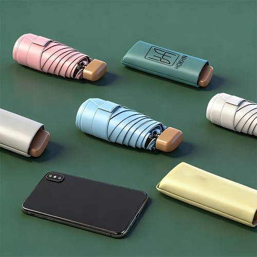 paraguas mini plegable compacto de 6 varillas con diseño de hueso - mango y y duraderos, /cierre manual, portátil y moderno, ideal para , disponible en rosa, , , , paraguas lindo