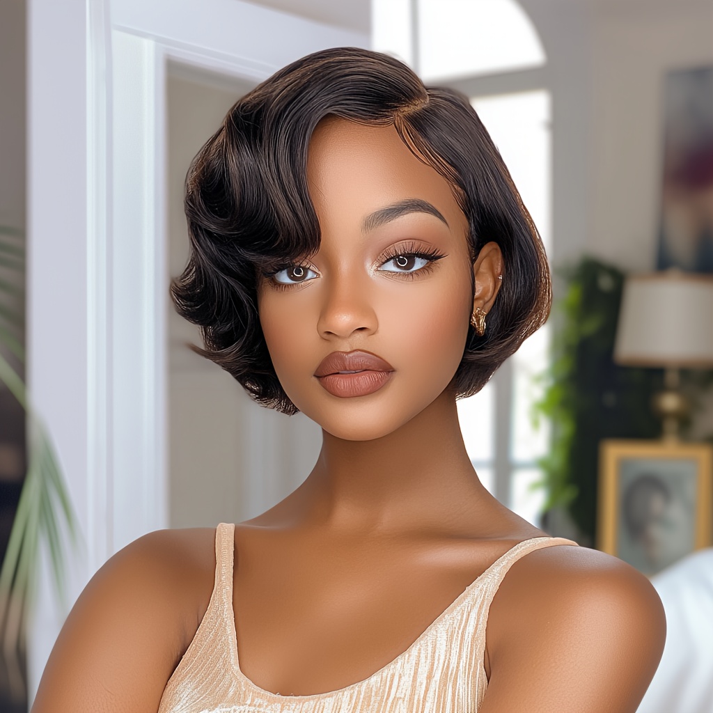 Short Bob Wig Human Hair 4x1 Lace Glueless Wigs Pre Cut Lace Body Wave Bob Lace Front Wigs For Woman