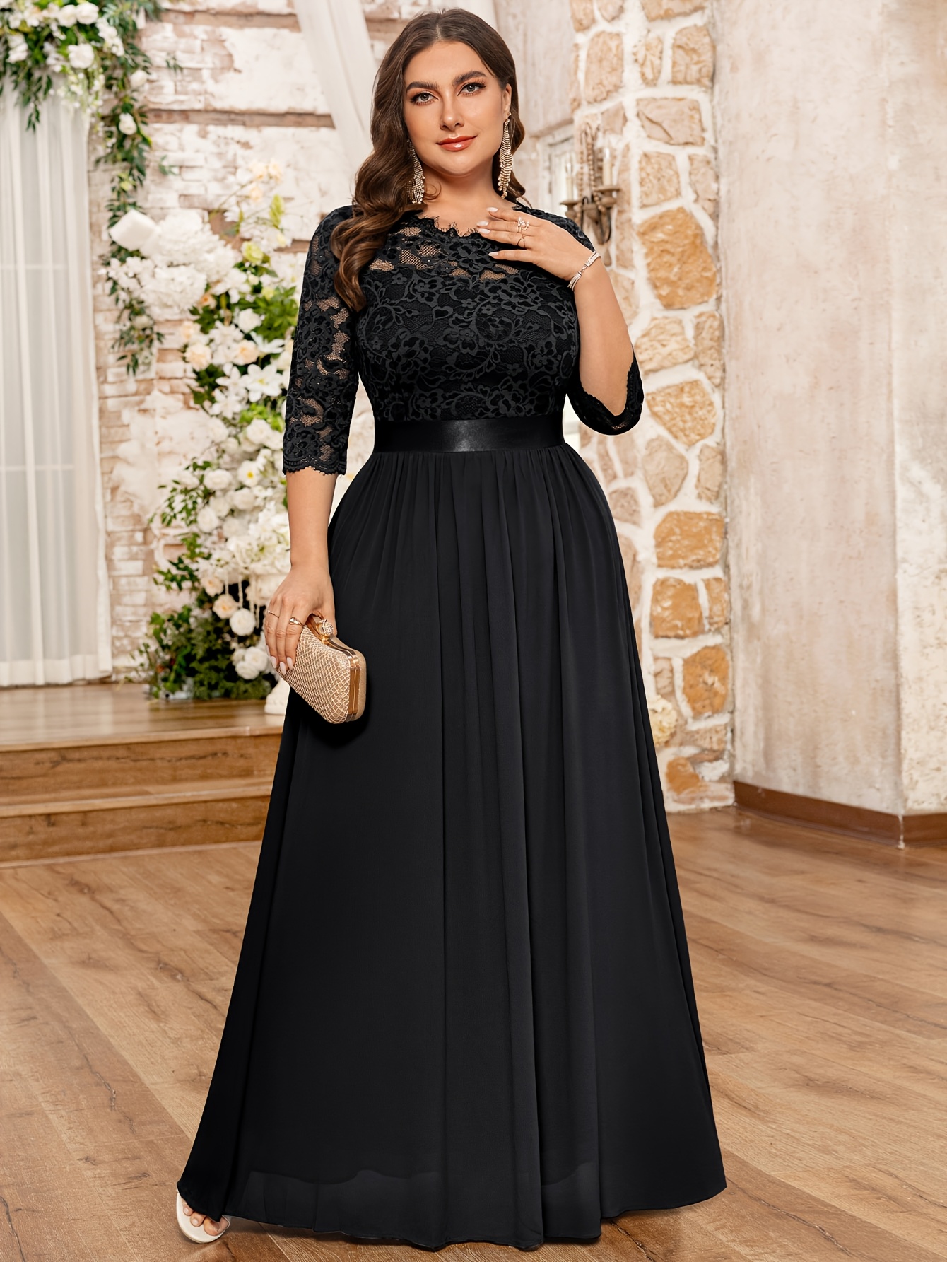 plus size plus size p2001 elegant plus size floral lace - Temu