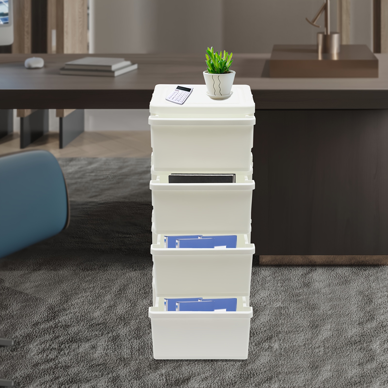 PP Plastic Storage Drawer Cabinet Organizer Storage Box Stackable Movable 5