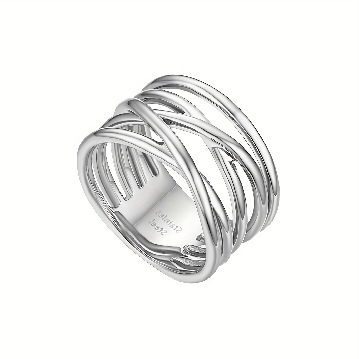 Image of Polished Cross Infinity Stainless Steel Ring For Women - Elegant Bohemian Wedding Band, Anniversary & Valentine’s Gift, Durable Everyday Jewelry With Design, Wedding Accessories, Sleek Finish