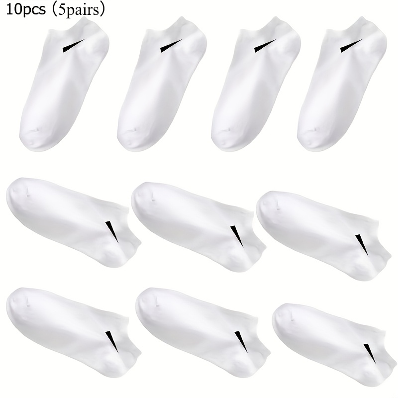 Image of Set Of 10pcs(5 Pairs) Black And White Unisex Sports Socks That Are Comfortable And Breathable, Ideal For Casual And Athletic Activities - An Gift Option