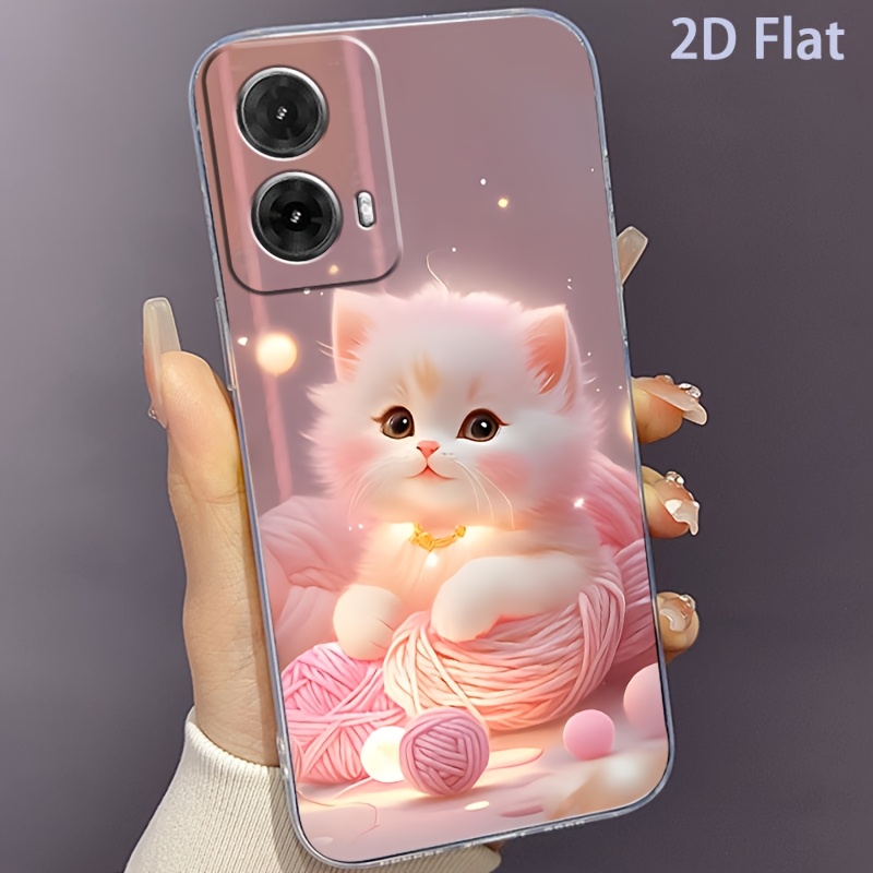 TEMU Phone Case: 2d Flat Pattern Cute Plush Kitten Phone Case, Suitable For Moto Edge 20, 30, 40 Neo, 50 Pro, Edge+ 2023, Moto G 5g 2023, 2024, G