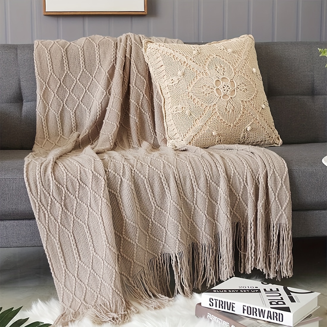 Nordic Throw Blanket Throw Textured Solid Soft Sofa Couch Cover Decorative Oversized Blanket