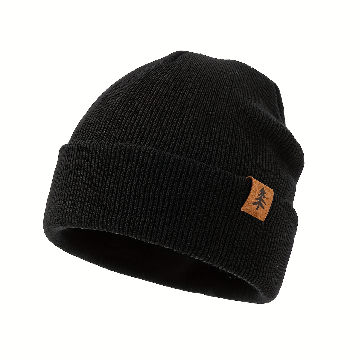Image of A Tree-shaped Beanie Without A Brim, Suitable For Men And Women, Ideal For Outdoor Sports And Skiing. It Features A Warm, Double-layered That Worn In