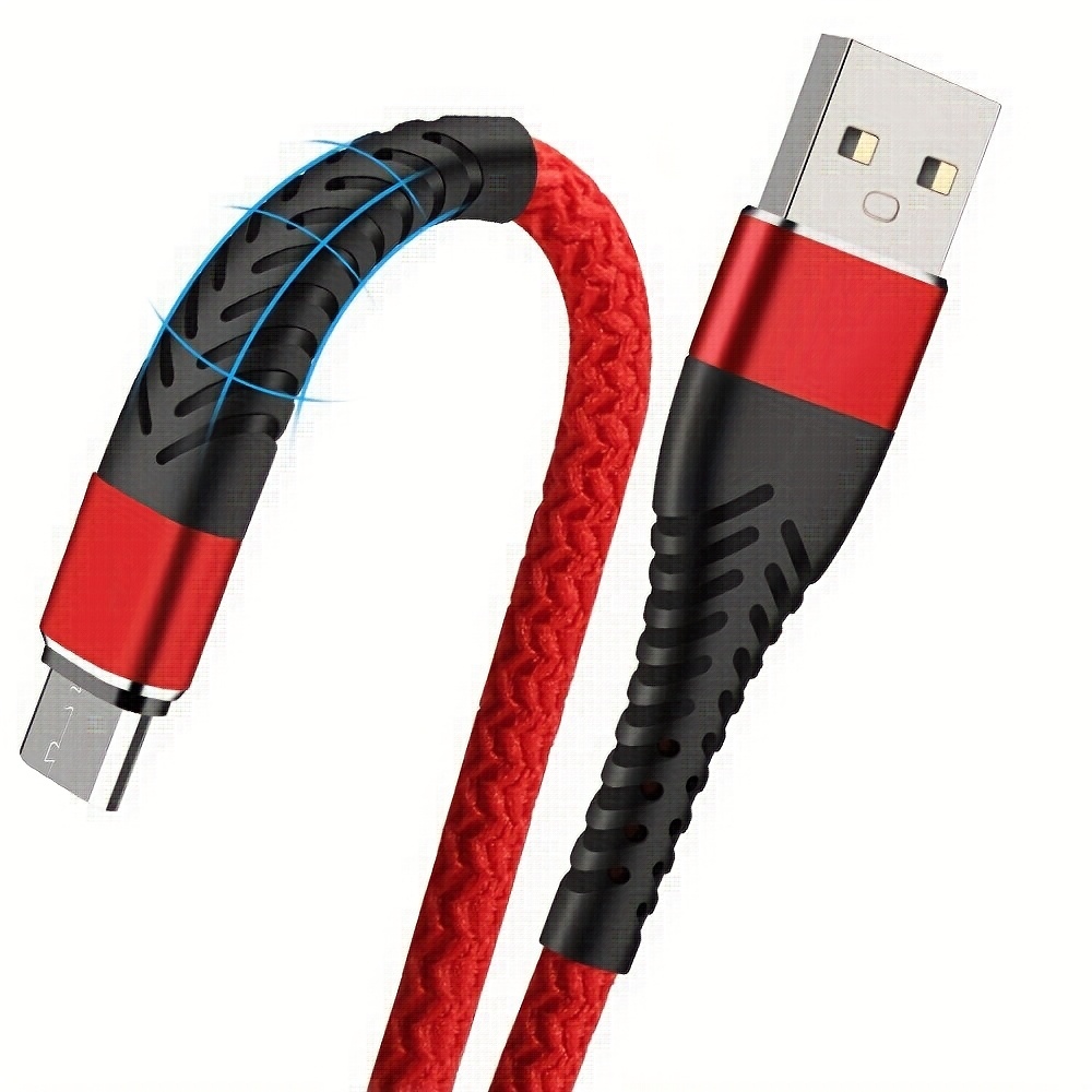 

3ft/6ft/10ft, Extra Long Micro Usb Charging Cable - Nylon Braided Cord , Xiaomi, And Smartphones - Fast Charging And Data Transfer Capabilities, Red/black