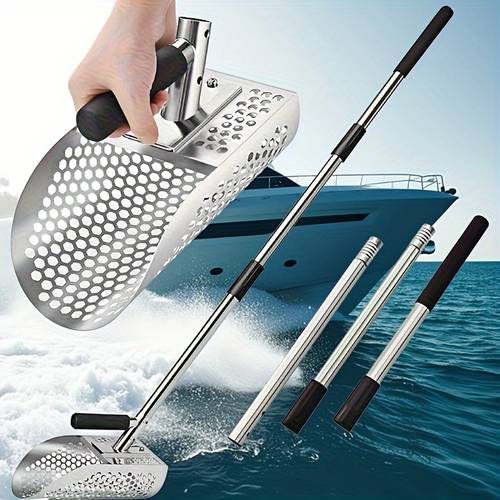 a new hot selling outdoor beach sand shovel with 3 section pole 3 section pole shovel head specifications clean detachable long handle sand shovel stainless steel detection sand shovel sand sieve garden rake