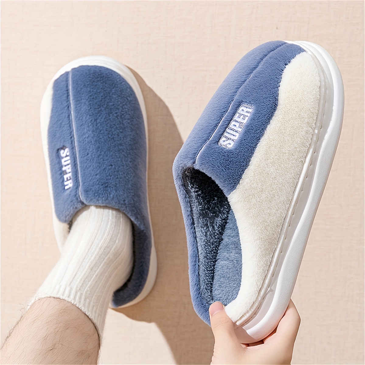 Cute High-Quality Plush Winter Slippers, Comfortable Warm Flat Fluffy Shoes, Cozy Home Bedroom Slippers, Soft Sole Plush Slippers, Women's Indoor Slippers, Women Shoes
