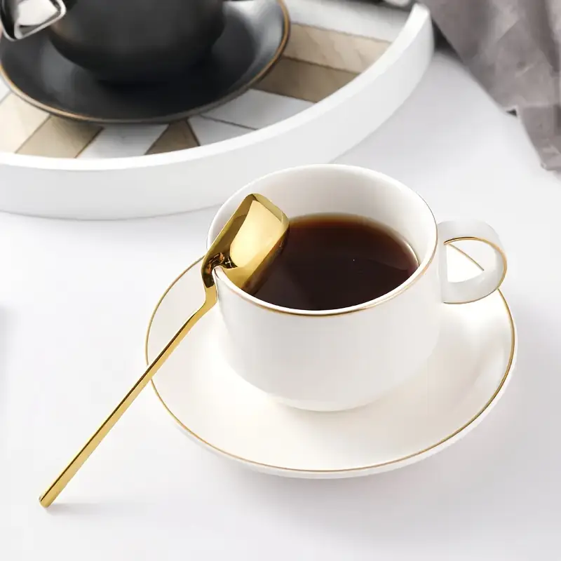 6 12pcs set of stainless steel spoons creative sandblasting cup spoons western knife and fork spoons dessert coffee spoons fork dessert spoons unique square spoon golden Product details 9